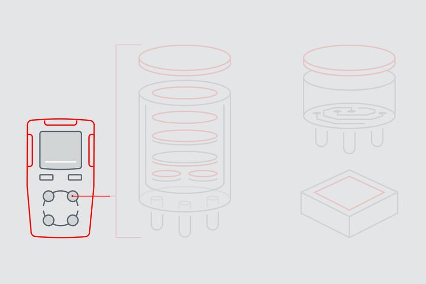 Infographie qui présente l'extérieur d'un dispositif de détection de gaz EC pour mettre en avant la fonction de protection des évents GORE® Protective Vents.