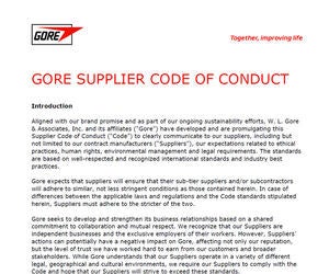 The first page of the supplier code of conduct document.